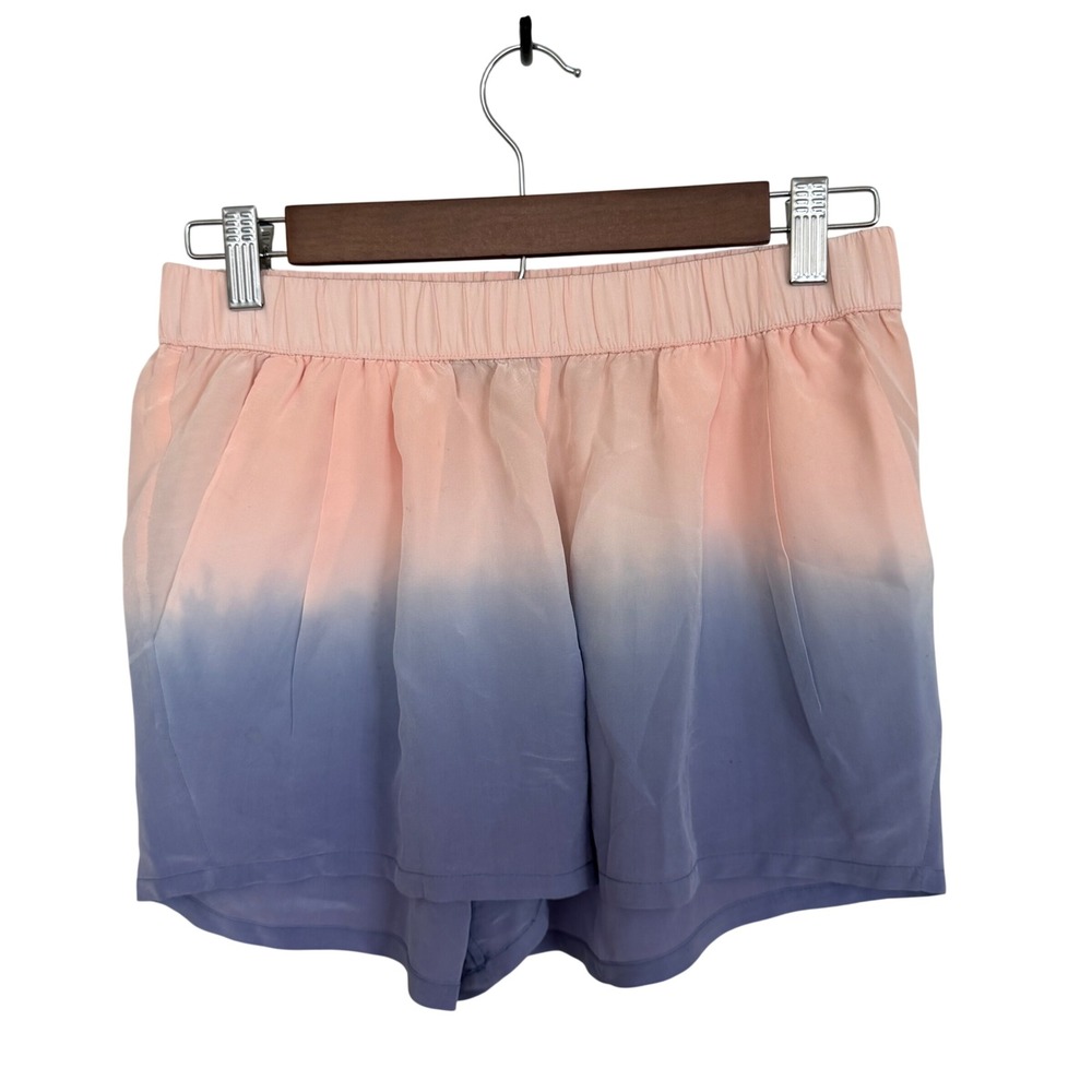 Gypsy 05 Silk Shorts Small Peach Blue Ombre Dip Dye Boho